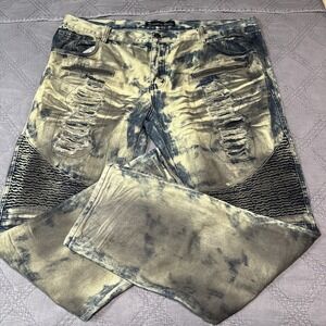 Diamond Stash Destroyed Acid Wash Distressed Jeans Size 42 x 32 American Flag